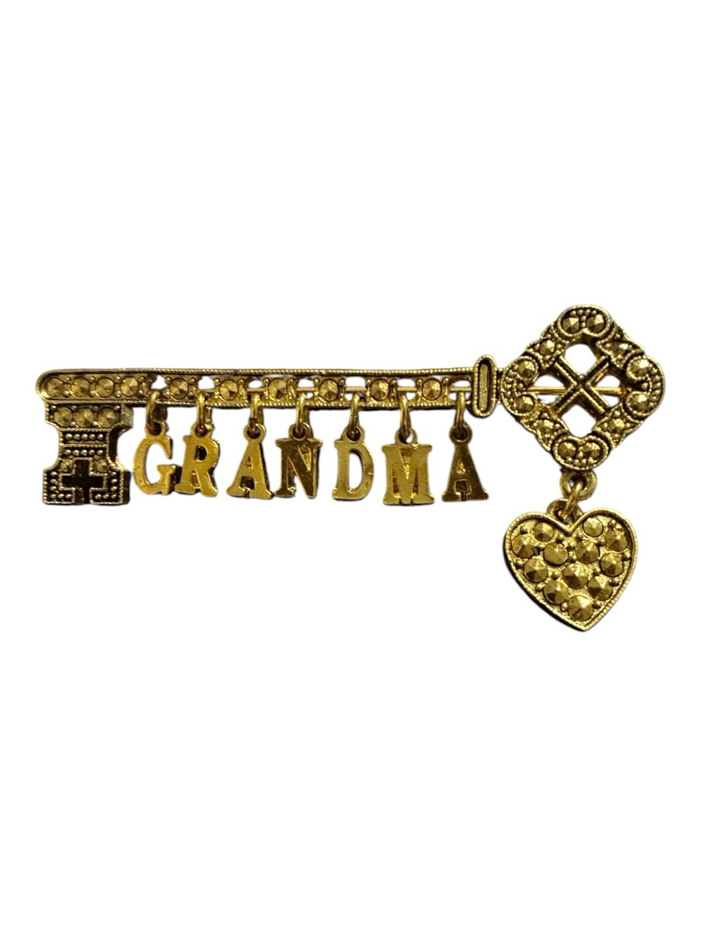 Grandma Key Charm Gold Brooch